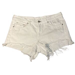 Rag & Bone White Denim Cutoff Shorts fray